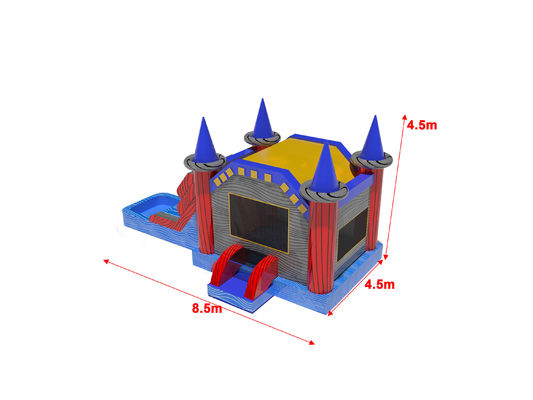 Casa inflável de mármore com efeito de parede e piscina