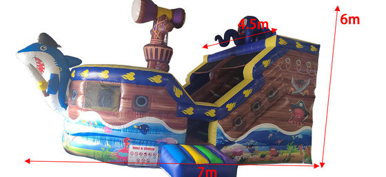 Slide seco inflável de qualidade comercial para o tema do navio pirata