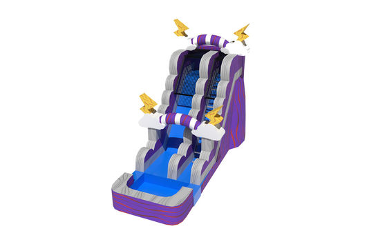 Deslizamento de água inflável Purple Thunder com piscina playground ao ar livre