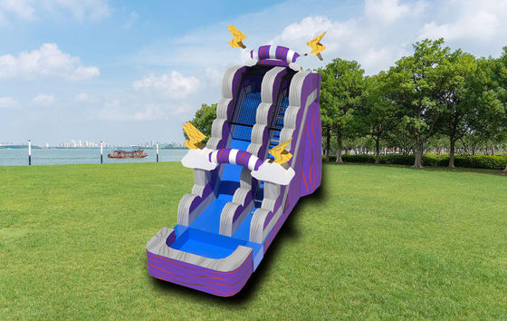 Deslizamento de água inflável Purple Thunder com piscina playground ao ar livre
