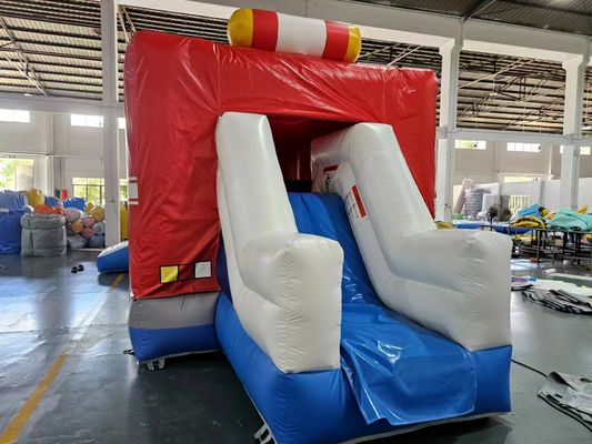 Carro inflável vermelho e azul Casa de salto Caminhão de bombeiros Castelo de saltos