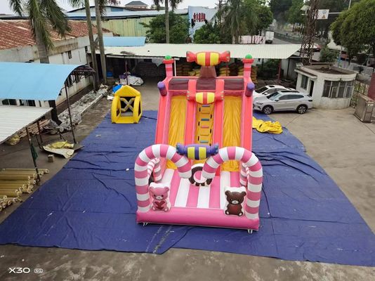 Slides infláveis de estilo Candy World Pink para festa de evento de aluguel