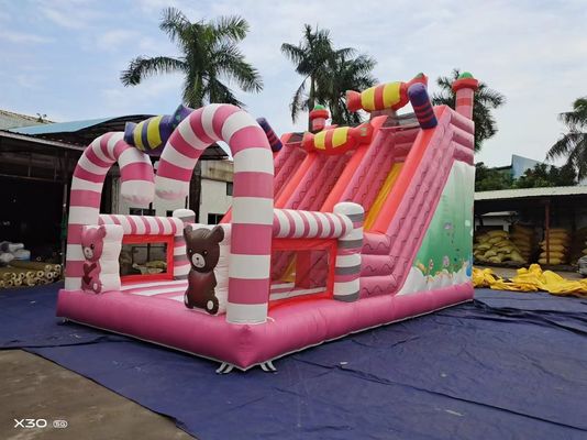 Slides infláveis de estilo Candy World Pink para festa de evento de aluguel