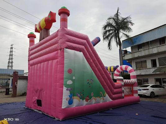 Slides infláveis de estilo Candy World Pink para festa de evento de aluguel