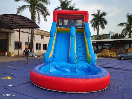 Deslizamentos de água infláveis de verão azul laranja com piscina
