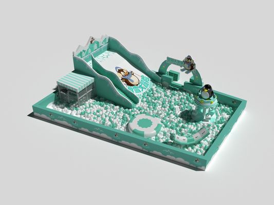 Pinguim Temático Jardim de Jogos Indoor Castelo Inflavel Salto Com Bolas Piscina