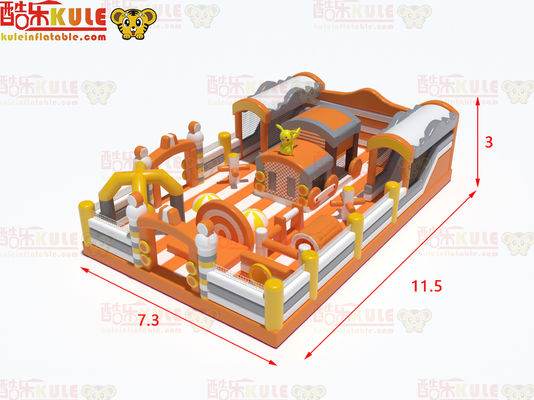 Castelo de salto de estilo laranja-amarelo inflável com jogos de slides