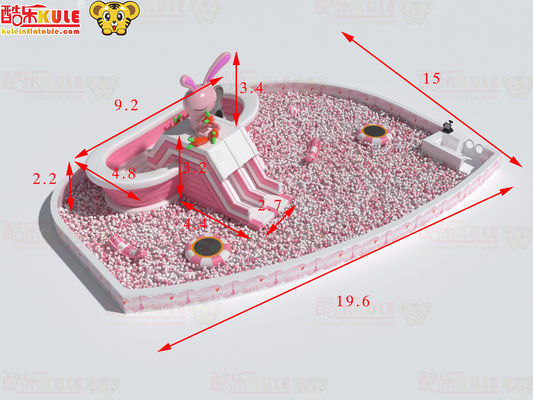 Slides infláveis de banheira rosa e branco para piscina de bolas grandes