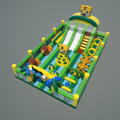 Tiger Castle Inflatable Bounce House Playground (verde e amarelo)