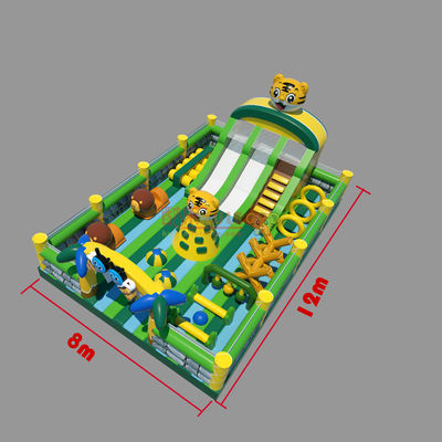 Tiger Castle Inflatable Bounce House Playground (verde e amarelo)
