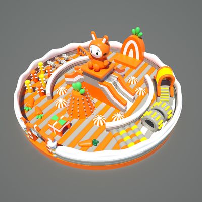 Castelo Inflável de Coelhos de Círculo Redondo (Laranja, Branco e Amarelo)