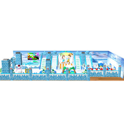 Grande tema de Inverno inflável saltar explodir castelo branco e azul