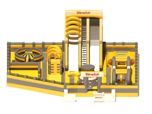 Pavilhão de Jogos Indoor Castelos Inflaveis Amarelo Cinzento Com Slides
