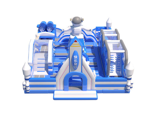 Área de jogos de lona de PVC Casa de salto inflável Azul Branco para crianças