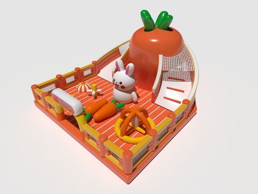 Carrot Rabbit Castelos Inflaveis Laranja Branco Verde Com Grandes Deslizes