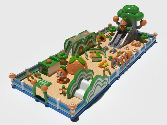 Jardim infantil Castelos infláveis saltadores Verde Laranja 28*11*7,3m