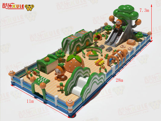 Jardim infantil Castelos infláveis saltadores Verde Laranja 28*11*7,3m