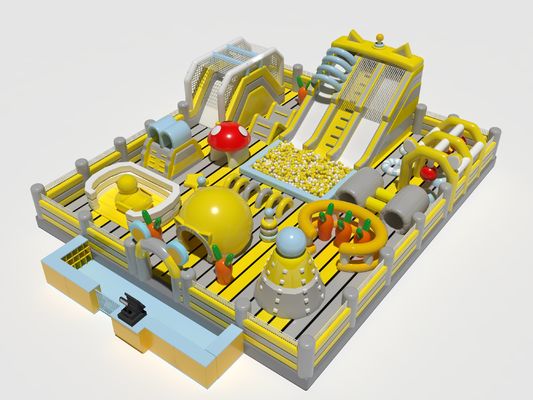 Grande Parque de Jogos Inflável Castelos Salto Amarelo Cinzento