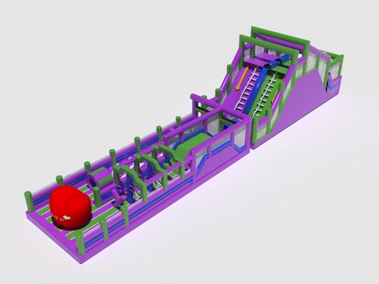 Percurso de obstáculos inflável para adultos Parque de diversões Roxo Verde Roxo