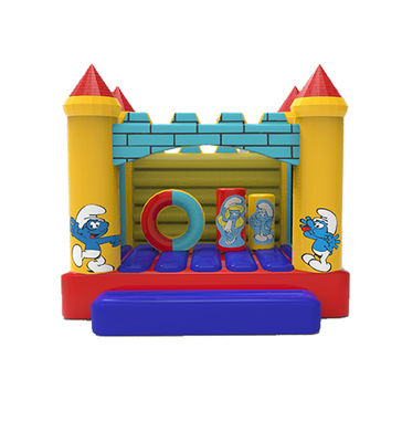 Smurfs Inflável Salto Castelo Com Pilares E Anel Circular