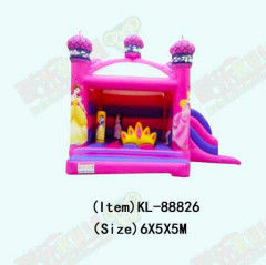 Princesa casa inflável salto com coluna e coroa