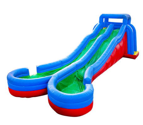 Slides de água infláveis comerciais ao ar livre de duas pistas com piscina