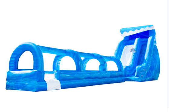 Outdoor Blue Wave Slides infláveis de água com piscina para adultos