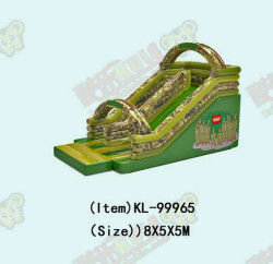 Parque de diversões inflável verde China Army Slide For Rentals