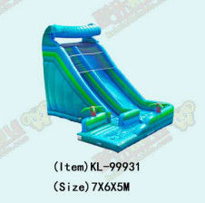 Slide inflável Blue Wave com piscina para parque aquático ao ar livre