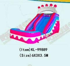Pink Crown Inflatable Wet Dry Inflatable Slide com piscina
