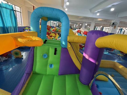 Poliéster Oxford inflável Roxo Amarelo Azul Slide com jogar