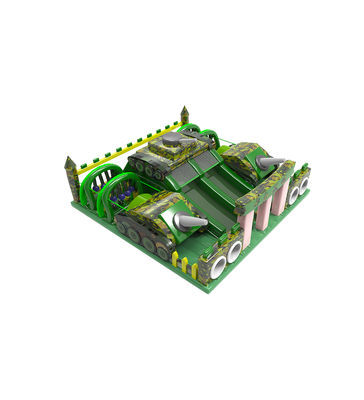 Tanque Temático Slide Salto Castelo Camuflagem Jardim de Jogos para Crianças