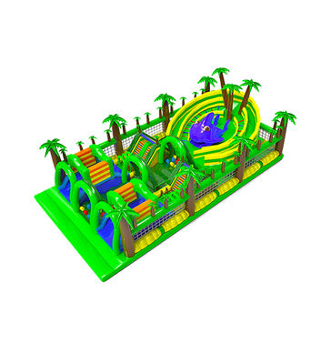 Zona de Diversão Inflável com Tema Verde - Obstáculo Personalizado