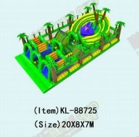 Zona de Diversão Inflável com Tema Verde - Obstáculo Personalizado