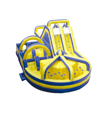 Slide de diversão inflável amarelo-azul: equipamentos divertidos para o parque de diversões