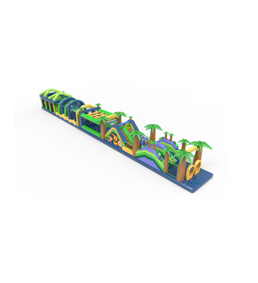 Aventura na Selva com Curso de Obstáculos Inflável Tropical Multicolorido