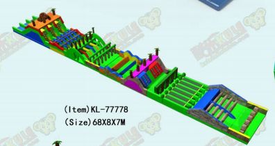 Parque Infantil de Corrida de Obstáculos Insuflável Dinâmico e Multicolorido