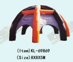 Inflatable Dome Tent in Black and Orange with Customized Branding for Commercial or Event Purposes