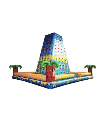 Inflatable Rock Climbing Attraction with Lion and Palm Tree Design for Children's Outdoor Fun