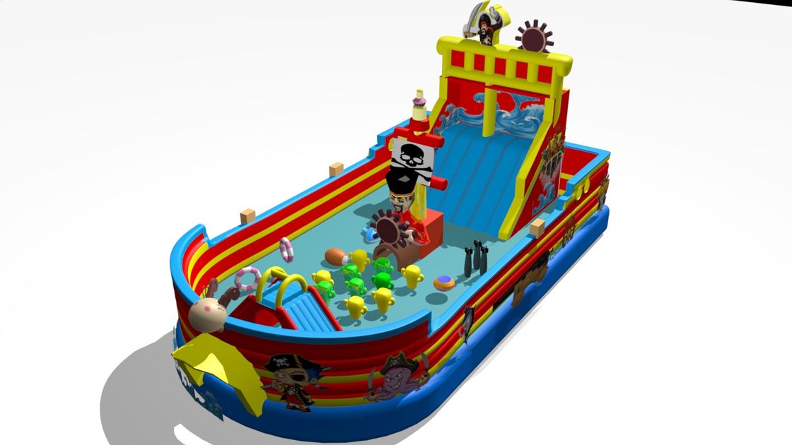 Navio Pirata Grande Slide Inflavel Bouncer Azul Vermelho Amarelo