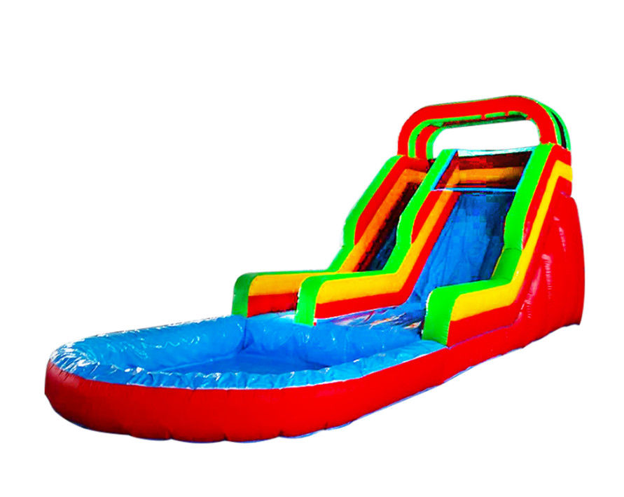 Slide inflável vibrante e colorido para crianças