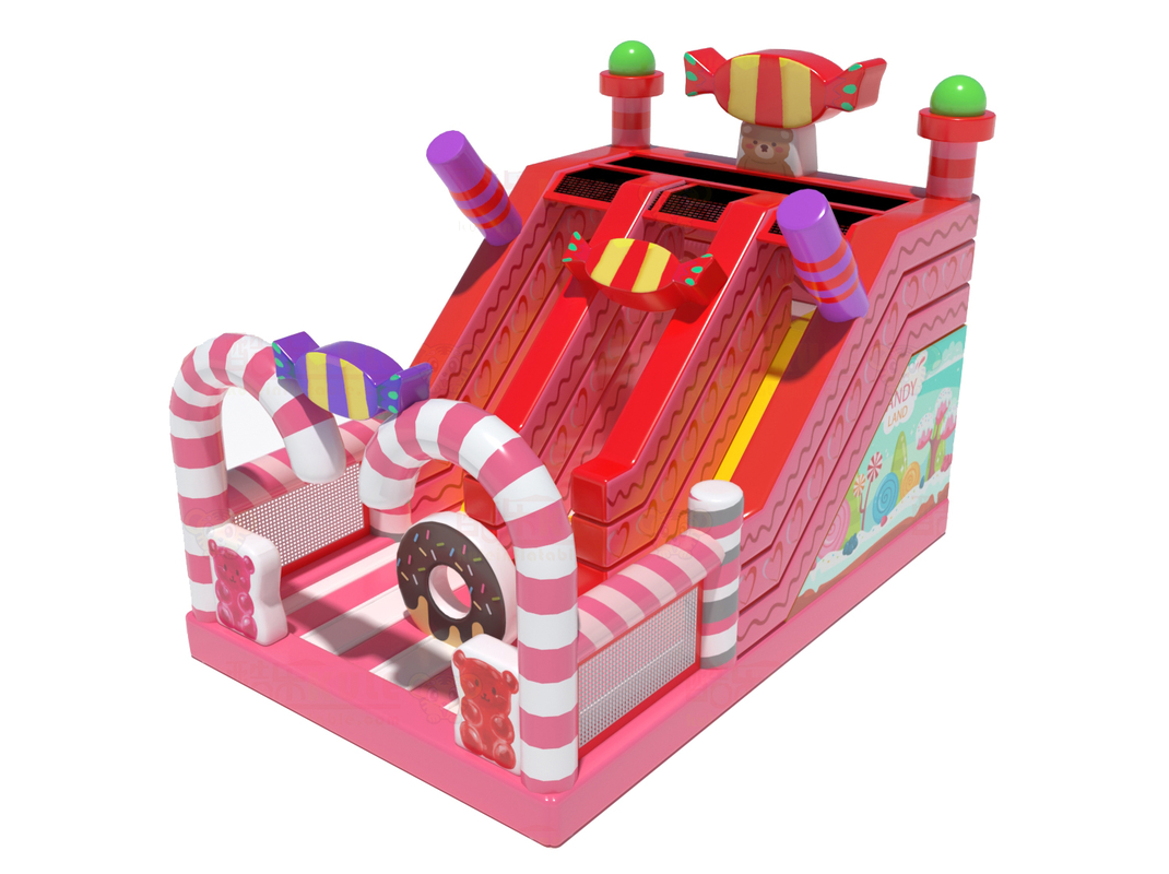 Slides infláveis de estilo Candy World Pink para festa de evento de aluguel
